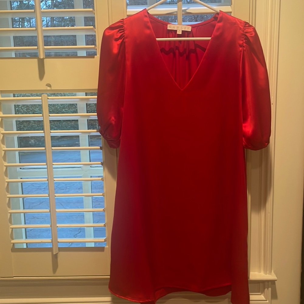 Karlie red silk dress